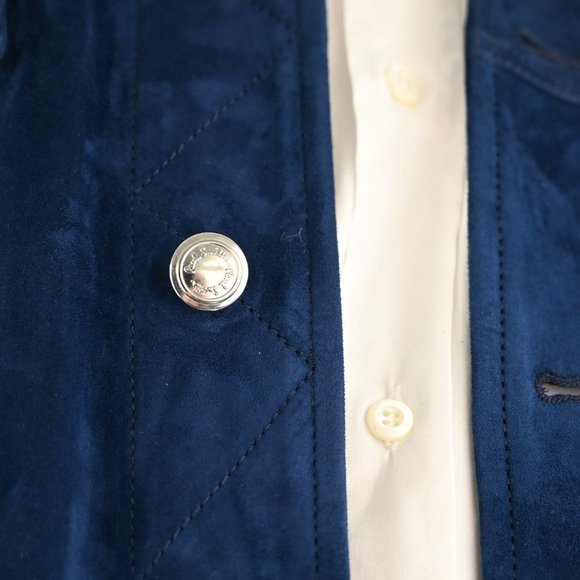 PAUL SMITH Men's Blue Suede Casual Jacket Size L - Picture 6 of 10